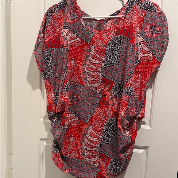 Papermoon Tops - Papermoon Red and Blue Paisley Blouse